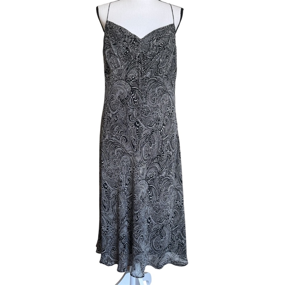 Ann Taylor Y2K Paisley Silk Strappy Slip Dress Size 16 - Picture 3 of 12
